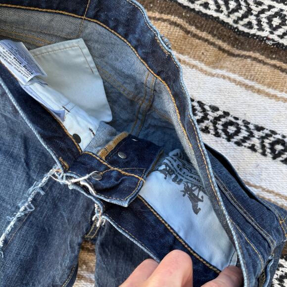 Women's Levi's Dark Blue Denim Custom Made Stitched Layered Jeans Sz 26 x 23.5 - Picture 6 of 9